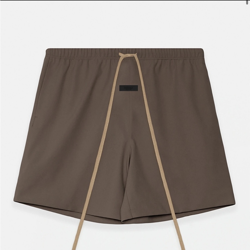 Fear of God Essentials Brown Bonded Nylon Soccer Shorts. Brand New. Runs Big.